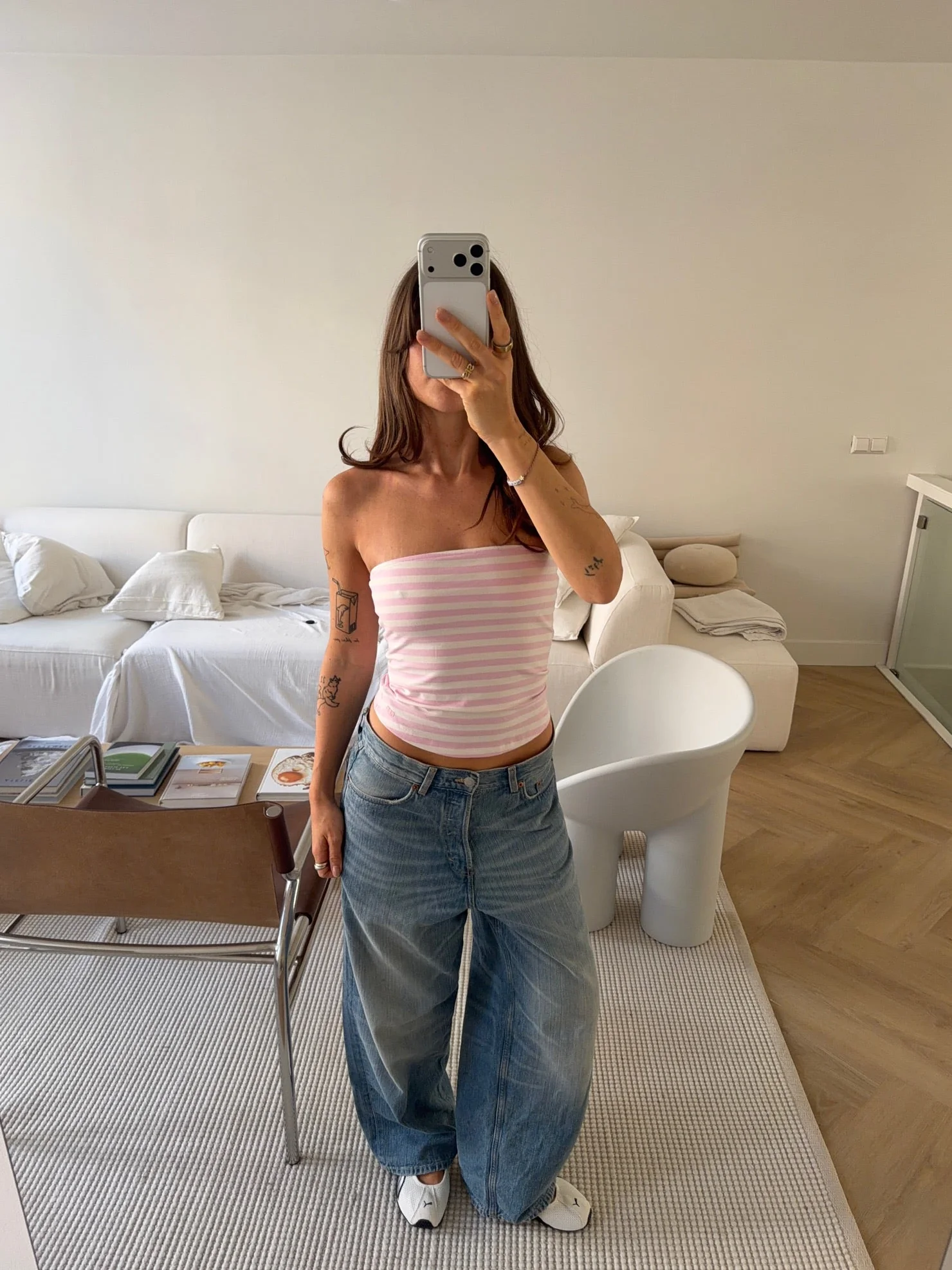 tube top white pink stripes - Image 8