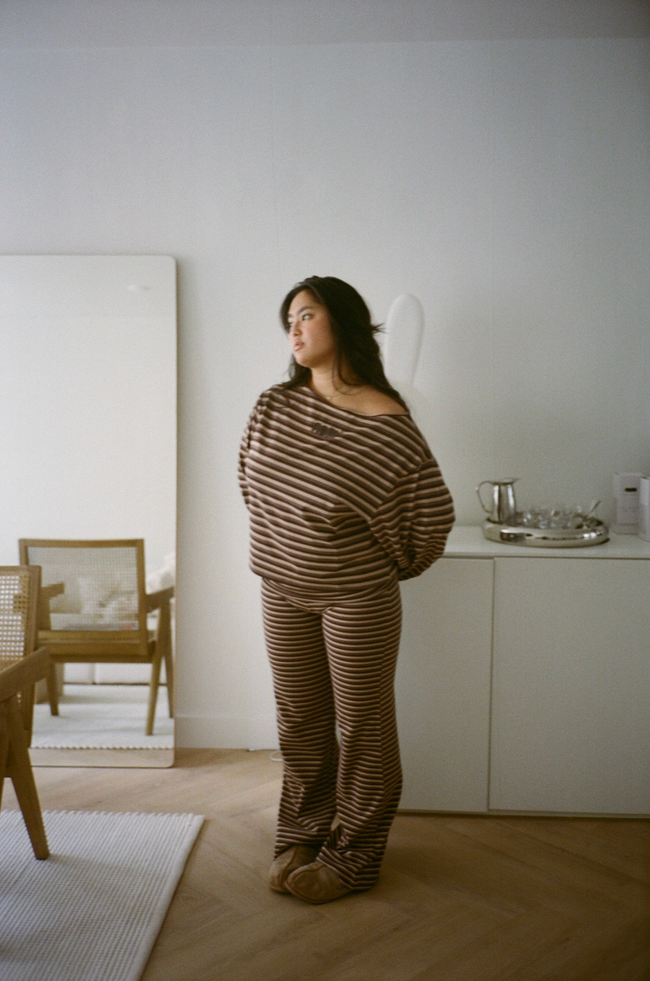 wide neck oversized longsleeve brown stripes - Image 7