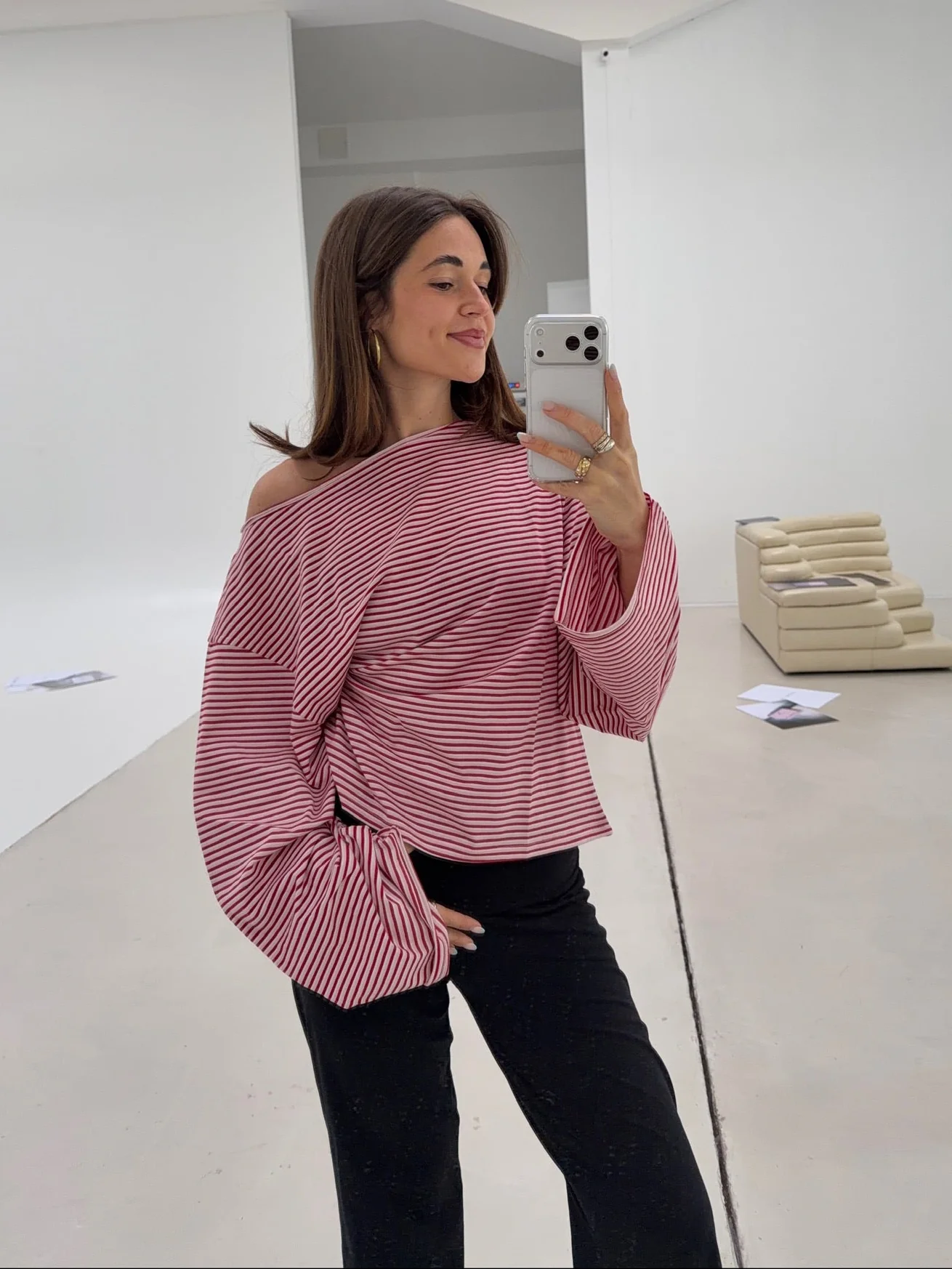 wide neck oversized longsleeve lucky girl stripes - Image 3