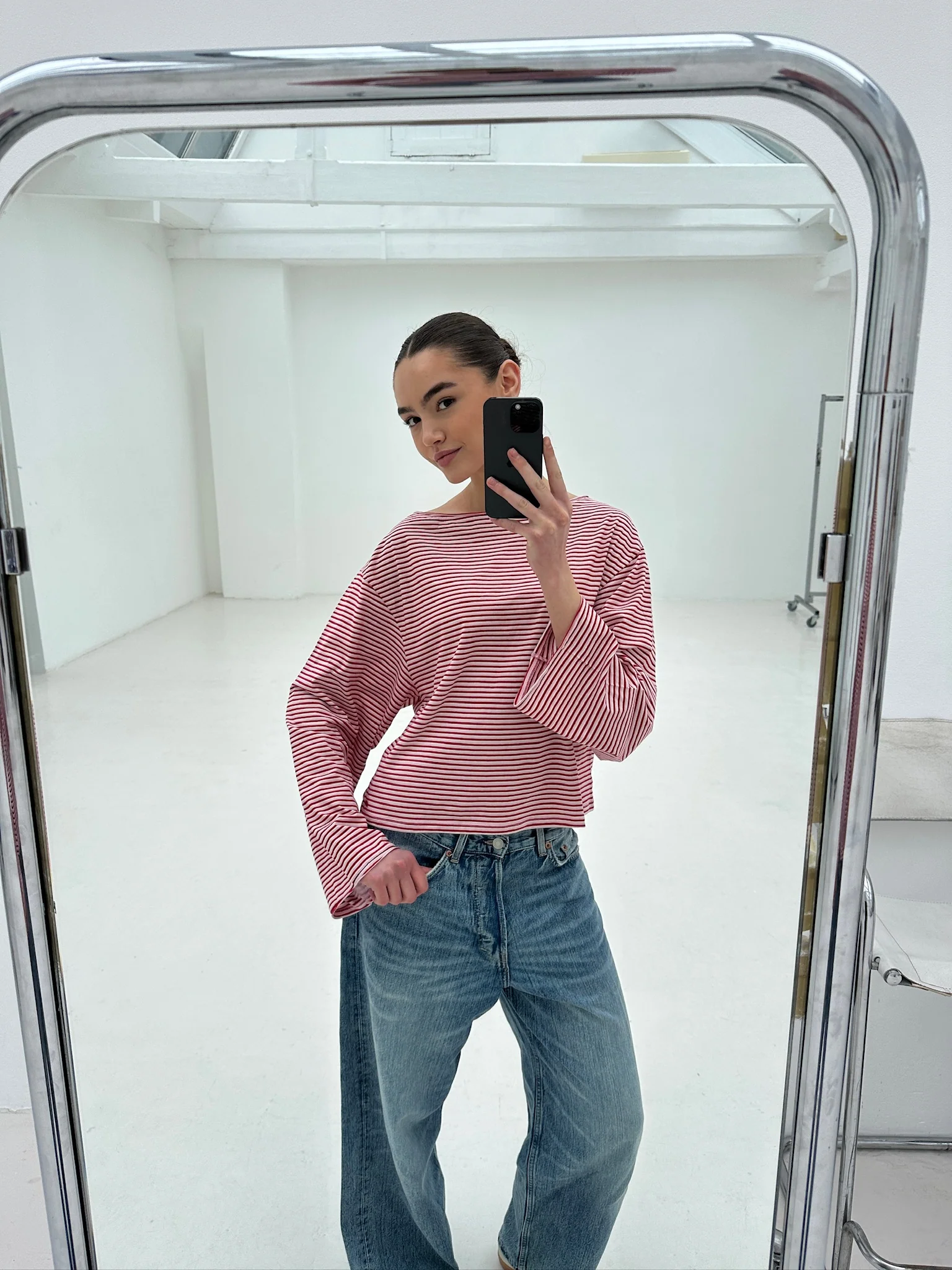 wide neck oversized longsleeve lucky girl stripes - Image 6