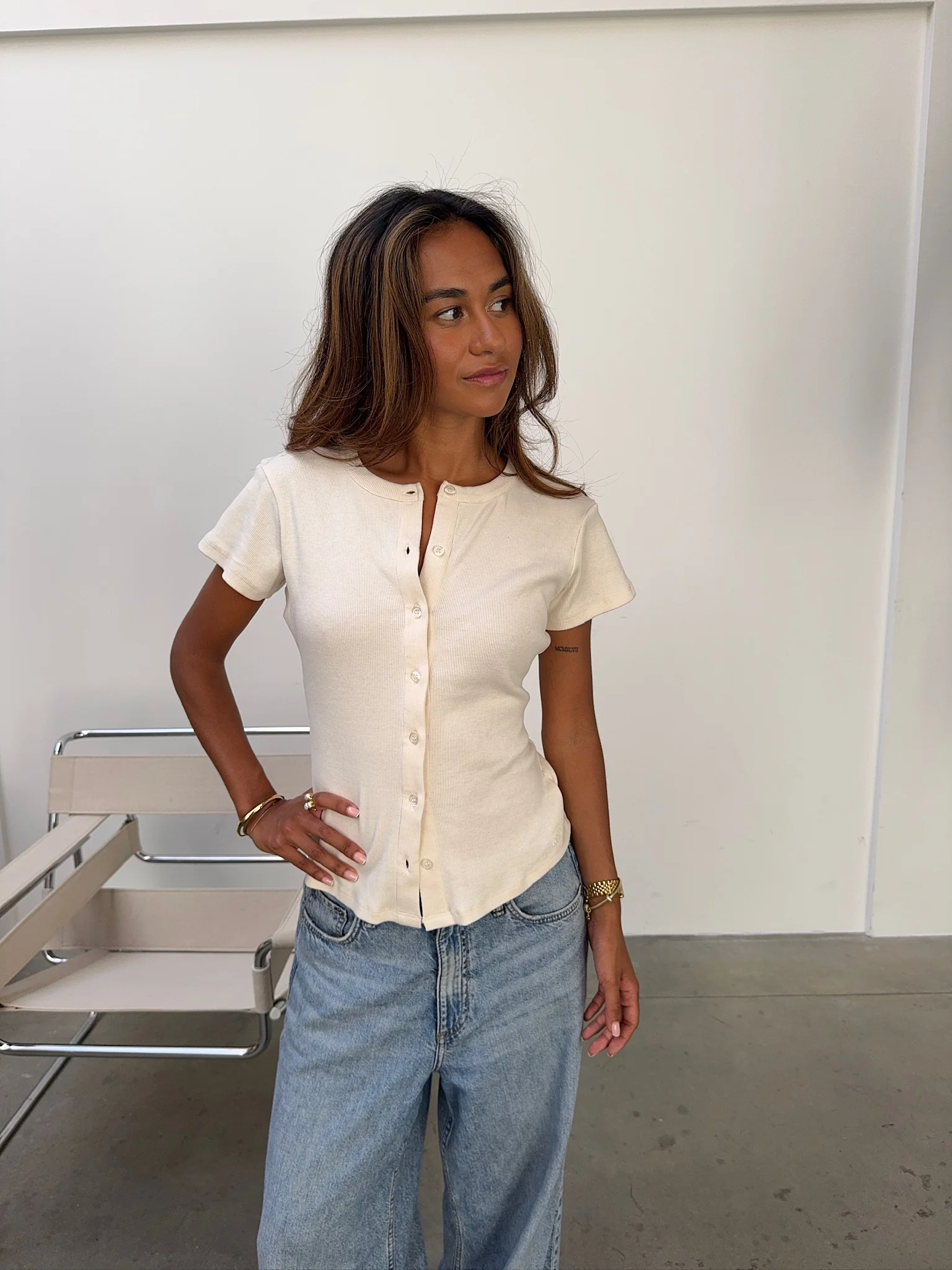 x lili - short sleeve cardigan creme - Image 10