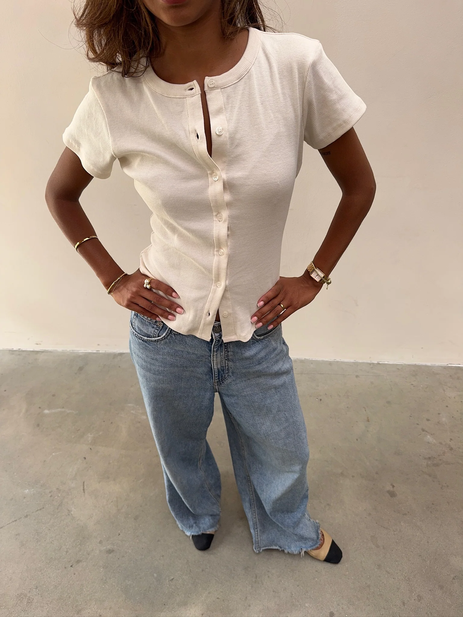 x lili - short sleeve cardigan creme - Image 3