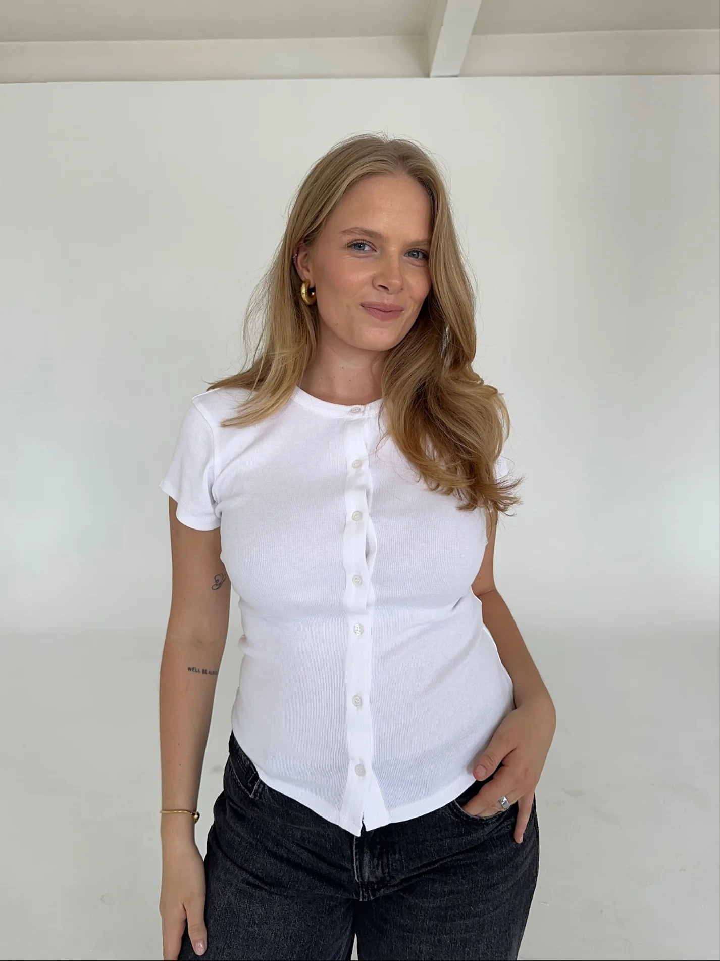 x she's talking - short sleeve cardigan white - Image 7