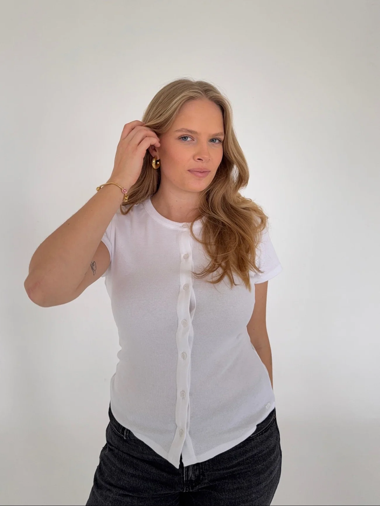 x she's talking - short sleeve cardigan white - Image 8