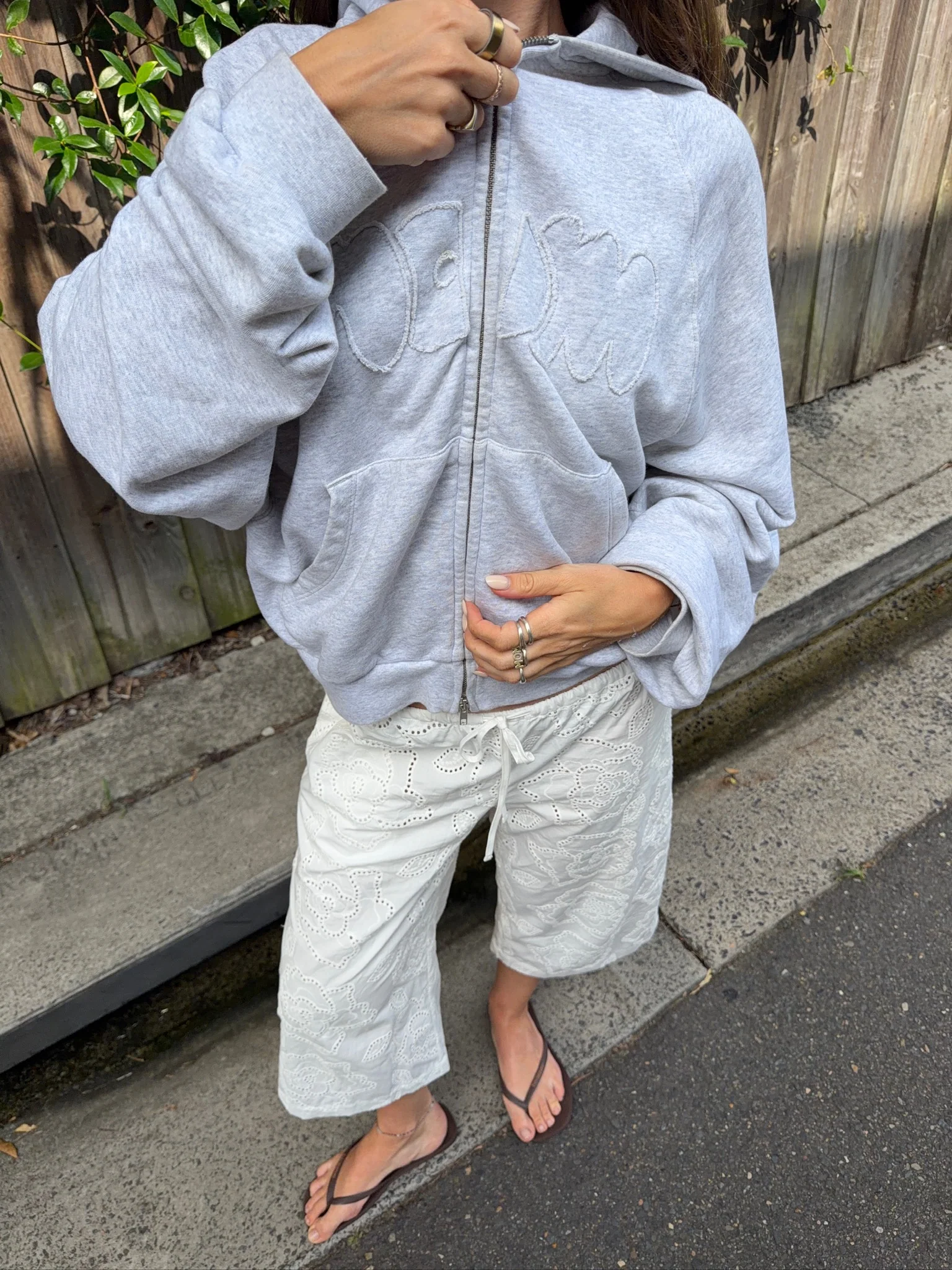 x lethilda - zip hoodie grey melange - Image 3