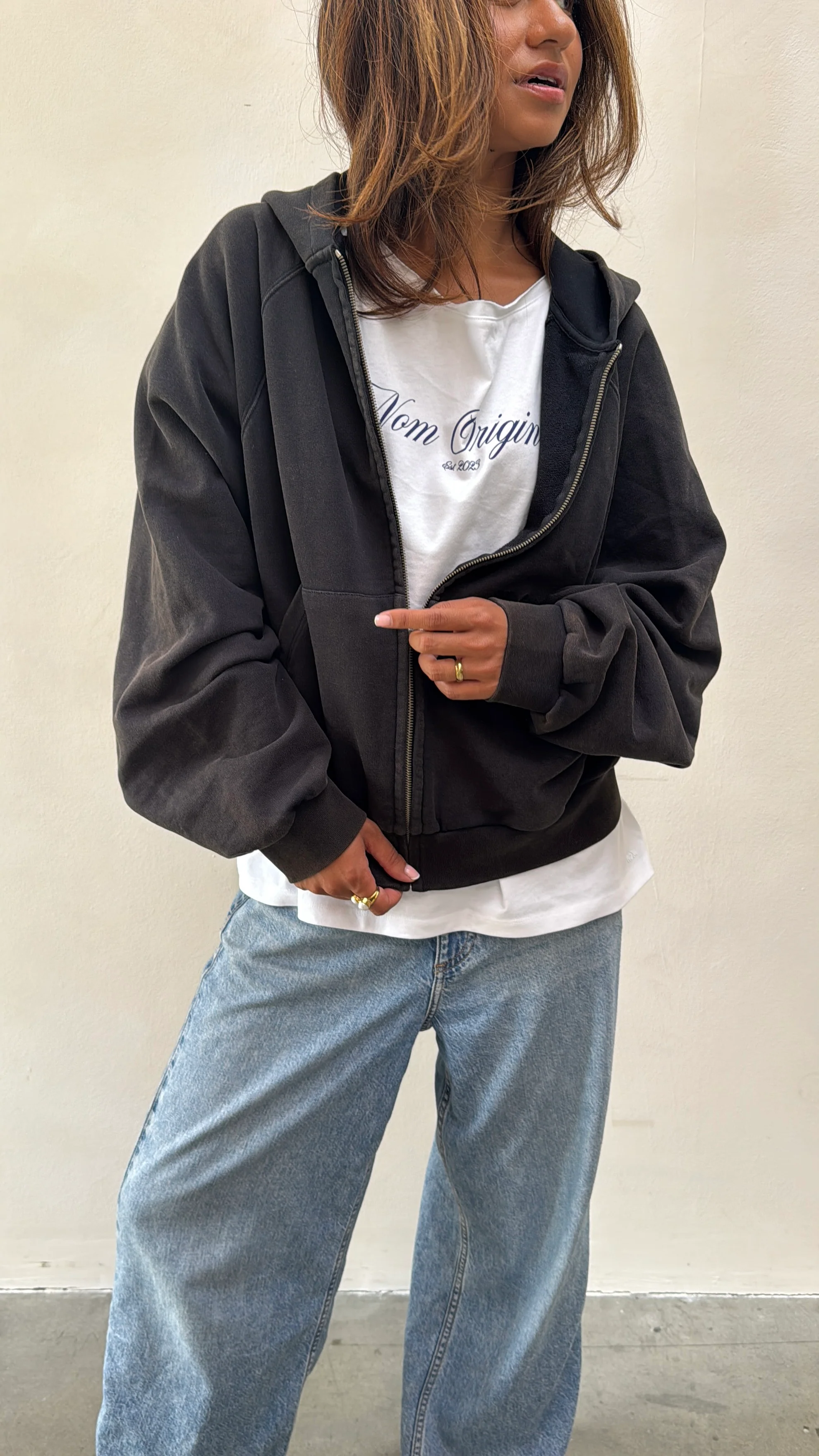 zip hoodie washed black - Image 11