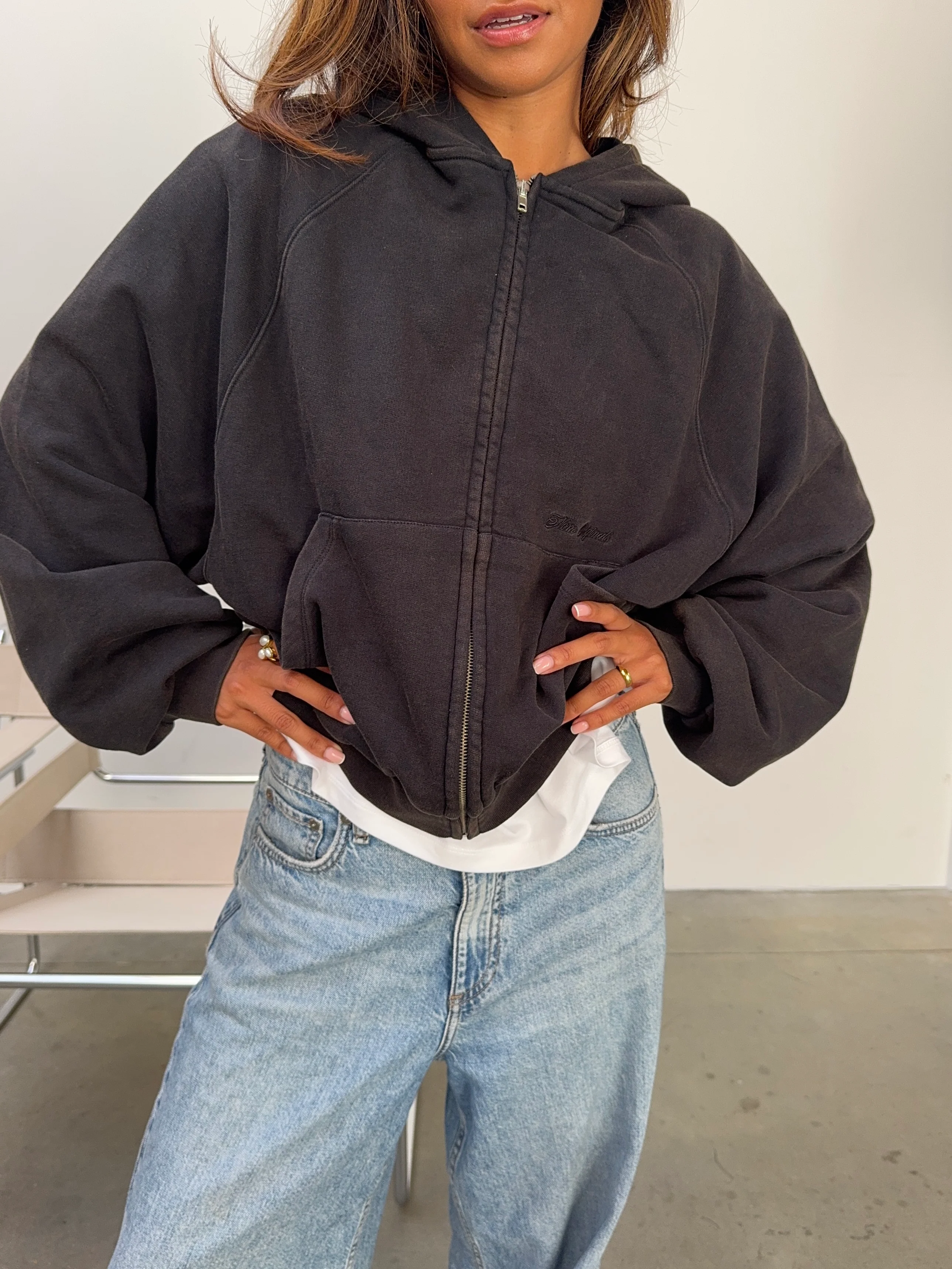 zip hoodie washed black - Image 6