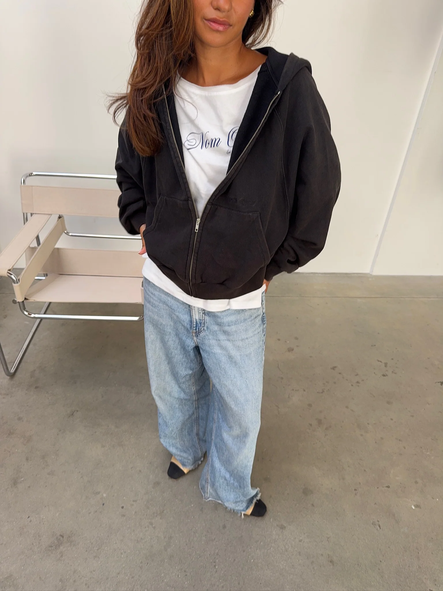 zip hoodie washed black - Image 8